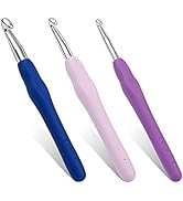 3 Sizes Crochet Hooks,Ergonomic Arthritis Handle,5.5 inch Long Beginner's Knitting Needle and Col...