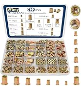 Vifmy Metric & SAE Rivet Nut Assortment Kit(420 Pcs),m3 m4 m5 m6 m8 m10 m12#6-32#8-32#10-24 1/4"-...