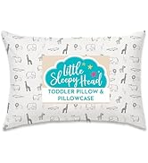 Toddler Bed Pillow with Cotton Pillow Case – 13x18 Kids Pillows for Sleeping, School, Travel & Da...