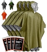 PREPARED4X Emergency Rain Poncho with Mylar Blanket Liner - Survival Blankets for Car - Heavy Dut...