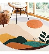 HiiARug Round Area Rug 4Ft Extra Soft Washable Rugs Abstract Boho Area Rugs for Living Room (Gree...