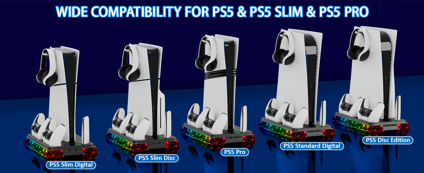 ps5 cooling station ps5 holder ps5 stand and cooling station with dual controller charging