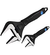 MAXPOWER Stubby Adjustable Wrench Deep Jaw Wide Opening, 6-Inch and 10-Inch Plumbing Wrench Set w...