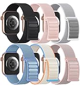 Easuny 6 Pack Sport Nylon Loop Compatible with Apple Watch Band 40mm 42mm 38mm 41mm 44mm 46mm for...