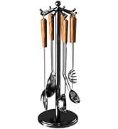 MAYZOLOP Kitchen Countertop Utensil Holder, Stainless Steel Rotatable Cooking Utensils Holder wit...