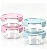 HestiaSnax 4 Pack 12oz Glass Meal Prep Containers, Glass Food Storage Containers with Airtight Li...