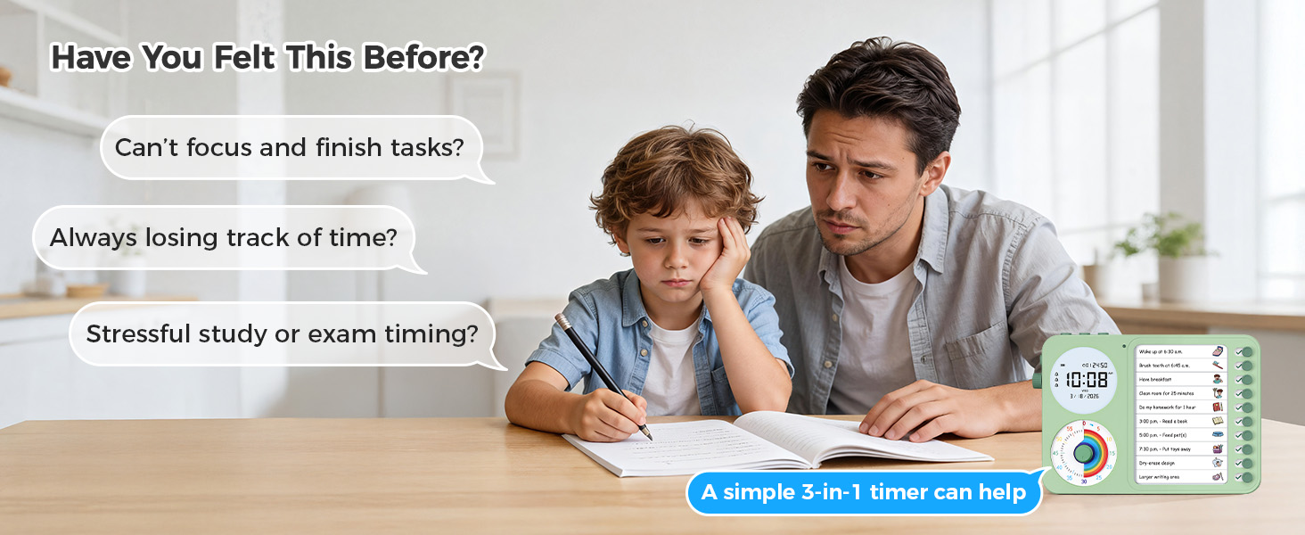 3 in 1 Visual Timer ADHD Tool Kids Adults Task Schedule Chore Planning Board Home green