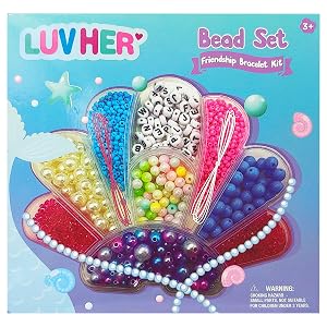 LUV HER Beading Kits - Necklace Making Kit & DIY Friendship Bracelet Kit for Girls