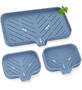 Kitchen Sink Tray,Sponge Holder for Kitchen Sink Self Draining Kitchen Soap Tray Premium Silicone...