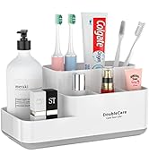 Toothbrush Holder,Bathroom Organizer Countertop, 5 Compartments Multifunctional Storage for Cosme...