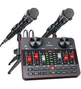Podcast Equipment Bundle for 2 Mic Tiktok Video Content Creator Kit, Audio Interface DJ Mixer Sou...