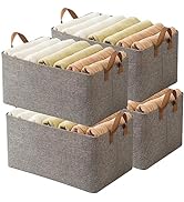 AARAINBOW 4 Pcs Closet Clothes Organizer Bins, Fabric Storage Box with Steel Frame Stackable Shel...