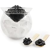 ThougrLyh Caviar Server Set Glass Caviar Dish with 2 Pcs Shell Caviar Spoons Chiller Server with ...