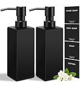 GMISUN Black Soap Dispenser, Hand Soap Dispenser Bathroom, 12oz Glass Soap Dispenser with Stainle...