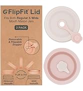 ORIGINAL CREATOR - FlipFit Silicone Mason Jar Lids with Straw Hole Drinking Lids - Dual-Fit Regu...
