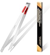 Gutsdoor 12-Inch Professional Kitchen Tweezers Stainless Steel Grill Tongs for BBQ (Red)