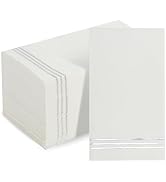 Stylish White and Silver Napkins - 100 Disposable White Paper Dinner Napkins for Bridal Shower or...
