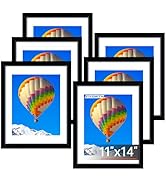 FIXSMITH 11x14 Picture Frame Set of 6, Black Photo Frames Bulk with HD Plexiglass, Display Pictur...