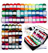 62 Acrylic Yarn Skeins, 2170 Yards Yarn for Knitting and Crochet, Includes 2 Crochet Hooks,2 Weav...