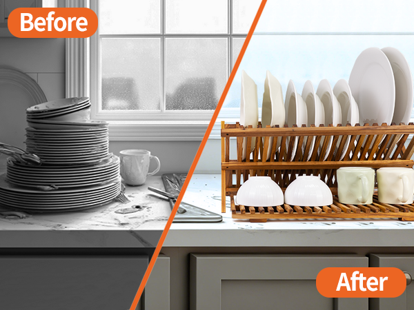 Large Teak Dish Drying Rack