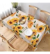 Sunflower Vintage Tablecloth Table Cover Washable Tabletop for Kitchen Dinning Decoration Rectang...