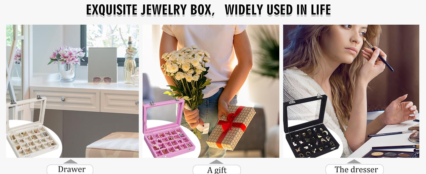 24 grid full velvet jewelry box