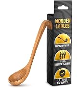 Bamboo Soup Ladle – Wooden Serving Spoon with Long Handle – Olive Wood Cooking Utensil – Durable ...
