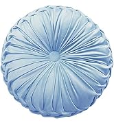 Teieas Round Throw Pillow Velvet Home Decoration Pleated Round Pillow Cushion for Couch Chair Bed...