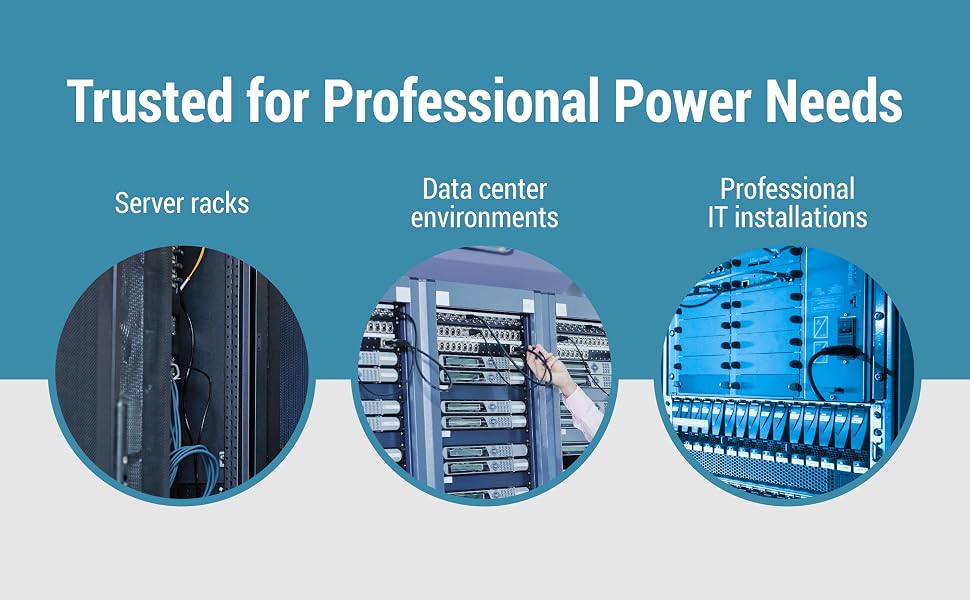 Three photos show server racks, a data center, and professional IT equipment.