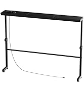 Aduanbang Adjustable Height Narrow Console Table with 2 Power Outlets, 39.4" Long x 5.9" Wide, Sl...