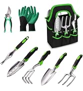 JMOO Garden Tool Set, 8 Piece Heavy Duty and Lightweight Aluminium Alloy Gardening Hand Tools wit...