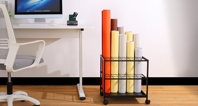 Our blueprint holder rack, coated in sleek black paint, offers lasting strength.