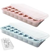 2 Pack Heart Shpaed Ice Cube Trays with Lids and Bins, Heart ice Molds with Ice Storage Box, 48 H...
