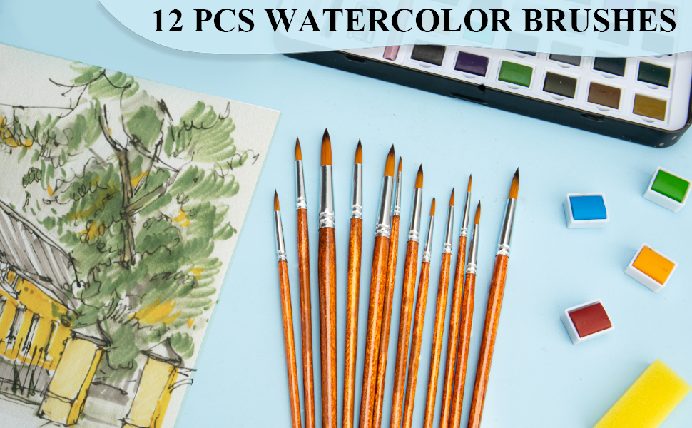 12 pcs watercolor brushes 1
