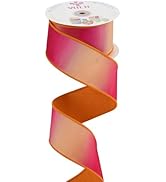 MEEDEE Pink to Orange Ombre Ribbon 2.5 Inch with 10 Yards Two Tone Sunset Ribbons Spring Wired Du...