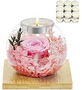 Birthday Gifts for Women Preserved Flowers in Glass Dome with Scented Candles Preserved Rose Gift...