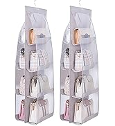 MURRI&MURRDI 2 Packs Hanging Handbag Organizer for Closet, Purse Storage Holder with 8 Easy Acces...