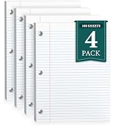 College Ruled Loose Leaf Paper, 3 Hole Punch Paper 8 x 10.5, Notebook Paper, Reinforced Filler Pa...