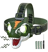 LED Headlamp for Kids, Roar & Silent Mode, Outdoor Toy Head Lamp Flashlight for Boys, Girls, 3.4o...