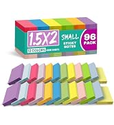 Sticky Notes 1.5"x2", 96 Pad Mini Sticky Pads for Quick Reminders and Color Coding, Perfect for O...