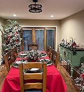 FOLINS&HOME Red Rectangle Tablecloth 60 x 84 Heavy Duty Wrinkle Free Polyester Table Cloths Water...