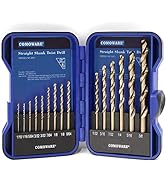 COMOWARE Cobalt Drill Bit Set- 15Pcs M35 High Speed Steel Twist Jobber Length for Hardened Metal,...