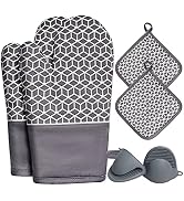 NAVITHOUS Oven Mitts and Pot Holders Sets 6pcs, Thick Cotton Oven Gloves High Heat Resistant 500?...