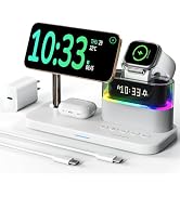 Compatible with Qi2 Certified Wireless Charging Station with Alarm Clock and Night Light,15W Fast...
