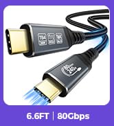 ZONLELE 6.6FT USB C Cable, 80Gbps USB4 Data Cable, 240W Braided Fast Charging PD3.1, 16K Dual 8K ...