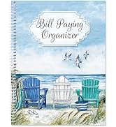 Current By The Sea Bill Paying Organizer Book - 9" x 12” Personal Account Book, Spiral Bound, 14 ...