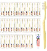 Disposable Toothbrush with Toothpaste Set, Individually Wrapped Soft Bristles Travel Size Manual ...
