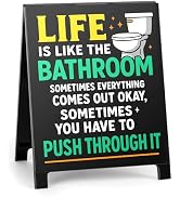 Funny Office Desk Decor Humorous Decorative Desk Sign Life Is Like The Bathroom Modern Minimalist...