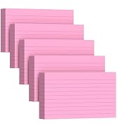 250 Count Index Cards 3 x 5 Inch, Heavyweight Pink Lined Note Cards Portable Ruled Flash Cards Pe...