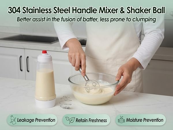 pancake batter dispenser bottle mixer shaker funnel crepe cupcake protein shake danish dough whisk